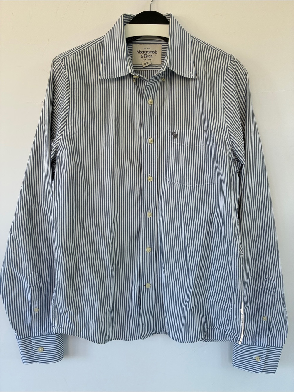 Abercrombie & Fitch Striped Button Down Muscle Fit Dress Shirt Size Large Cotton